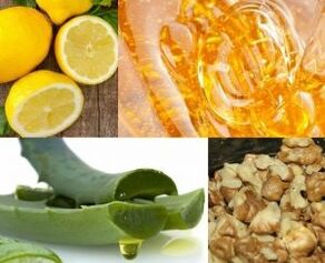 oreh, med, limonin in alojev sok za krepitev